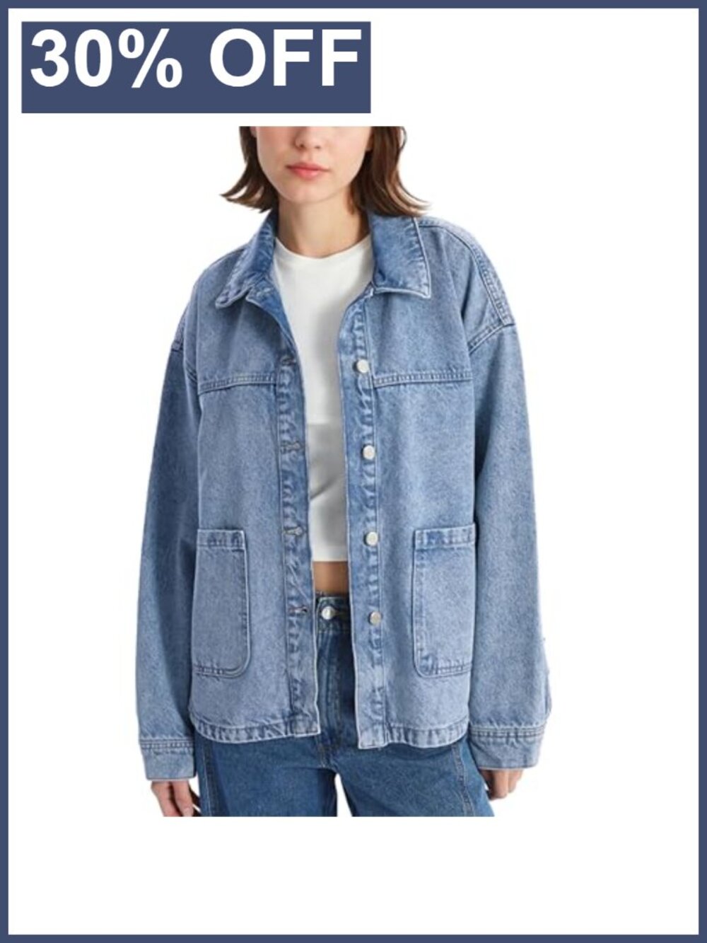 Oversized Denim Shacket for Women Button Down Jean Jacket Casual Layering